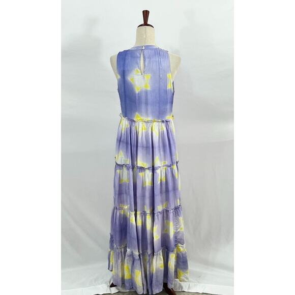 OLIPHANT Sz S Small Mela Peri Purple Stars Ruffle Tiered Maxi Dress NWT - Picture 5 of 9